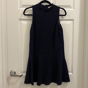 Flounce hem mock neck shift dress